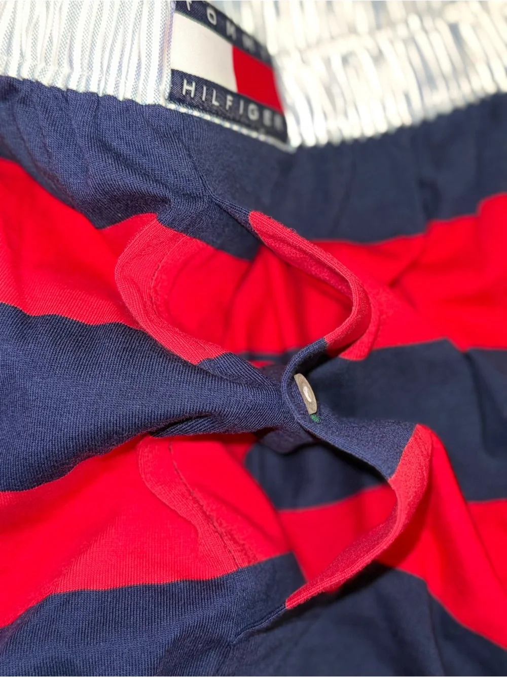 Tommy Hilfiger Men’s Large Striped Boxer Shorts – Navy, Gray & Red Lot Of 2